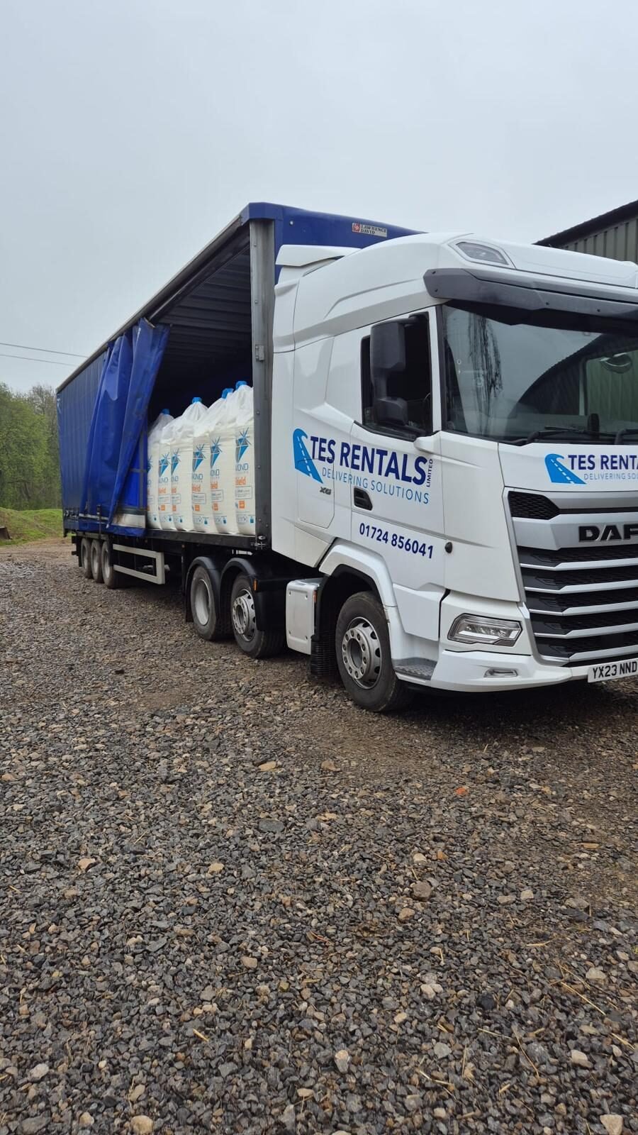 TES curtainsider fleet lined up at the yard