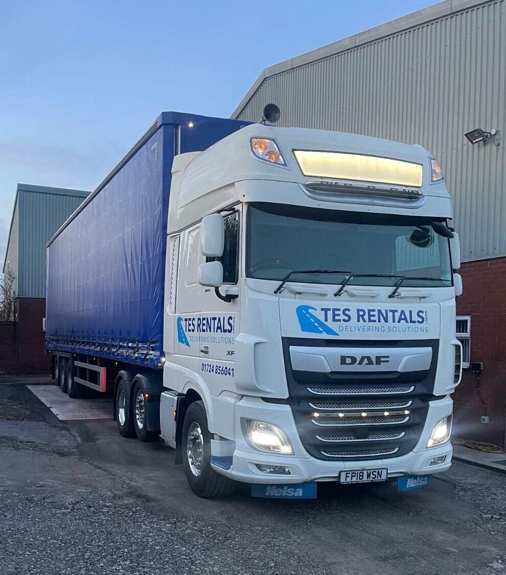 TES DAF and curtainsider at the Scunthorpe yard